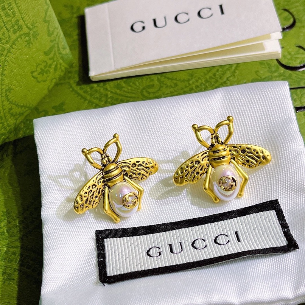 Bông Tai Gucci Bằng Thép Titan Chống Thấm Nước Không Gỉ Hình Chữ gg Đôi Thời Trang Cho Nữ