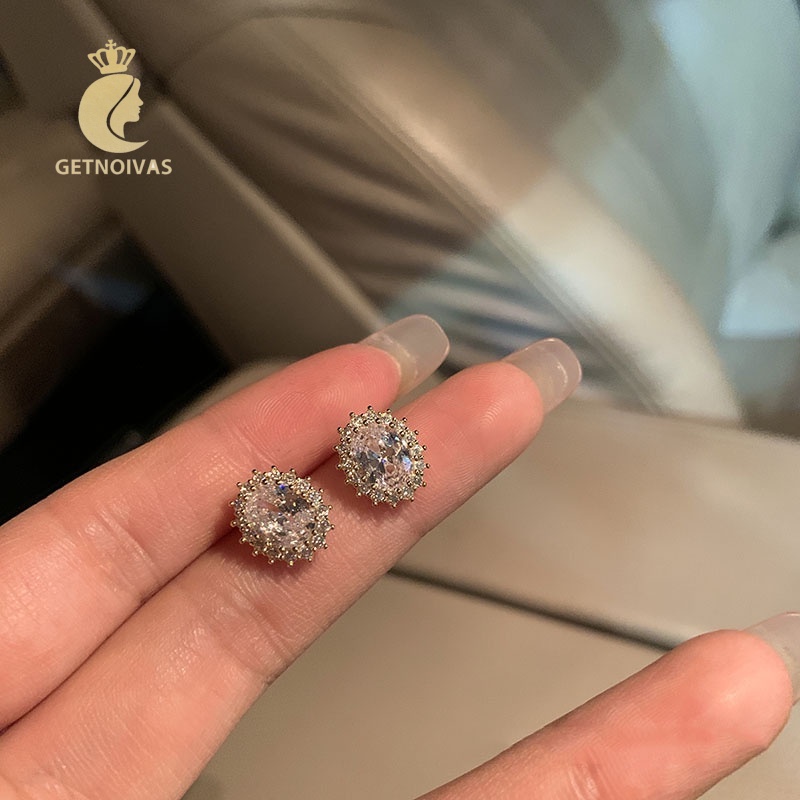 Khuyên Tai Thời Trang Đính Đá Phong Cách Hàn Quốc