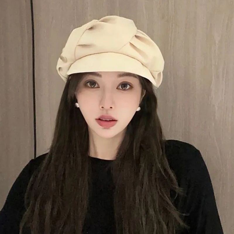 Mũ beret Xếp Ly Thời Trang Thu Đông Mới Cho Nữ