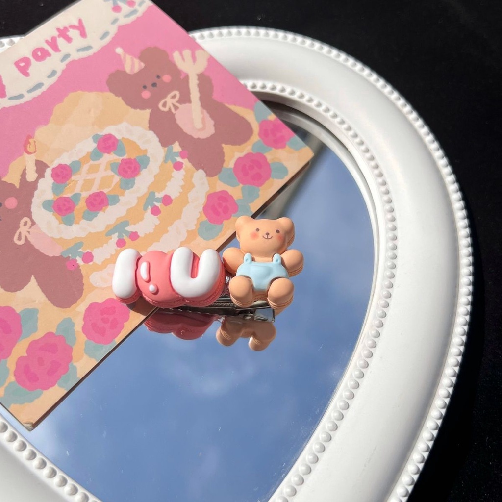 PVN61418 Kẹp Tóc Hình Thỏ / Gấu Hồng Dễ Thương Thời Trang 2023 Cho Nữ