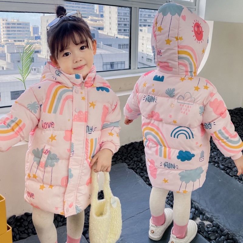 Áo Khoác Phao Đệm cotton Dày Giữ Ấm Mùa Đông Kiểu Hàn Quốc Dễ Thương Cho Bé Trai / Gái
