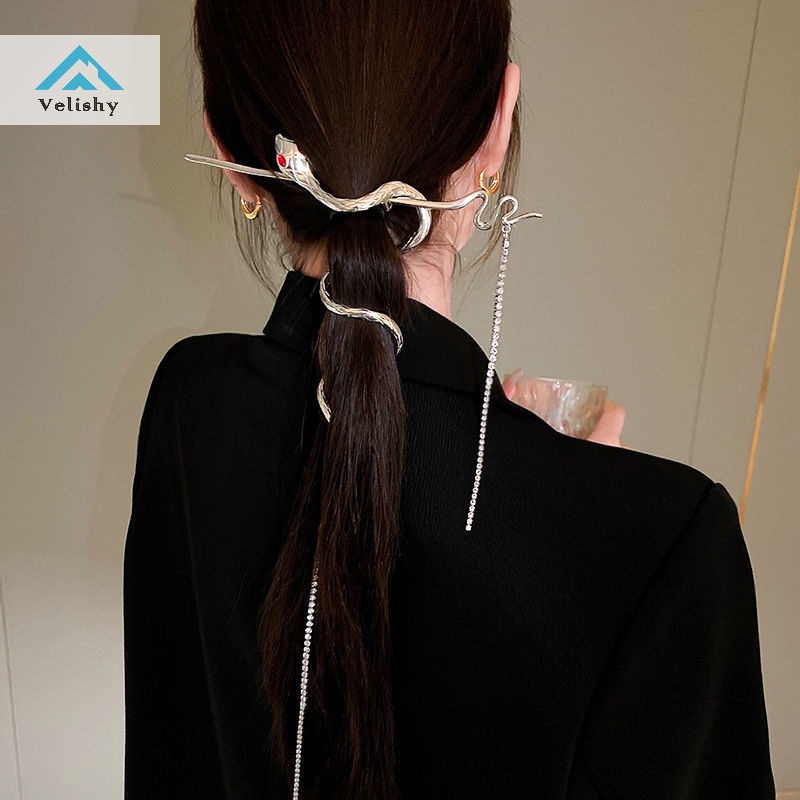 Velishy Trâm Cài Tóc Hình Rắn Phong Cách Trung Hoa Cổ Điển Thời Trang Cho Nữ