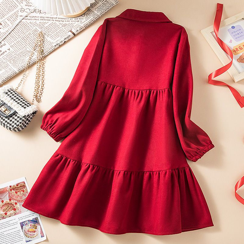 Gmn Đầm Công Chúa Thắt Nơ Lớn Màu Đỏ Phong Cách Hàn Quốc Thời Trang Xuân Thu Năm Mới 2023 Dành Cho Bé Gái