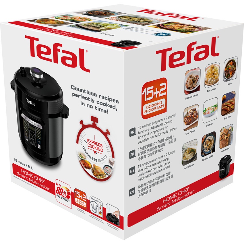 Nồi áp suất điện Tefal CY601868 - Dung tích 6 lít - Công suất 1000W - Kèm xửng hấp - Hàng chính hãng - Bảo hành 24 tháng