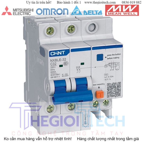 Aptomat chống giật (CB chống giật) NXBLE-63 2P 32A 40A 50A 63A - 40A