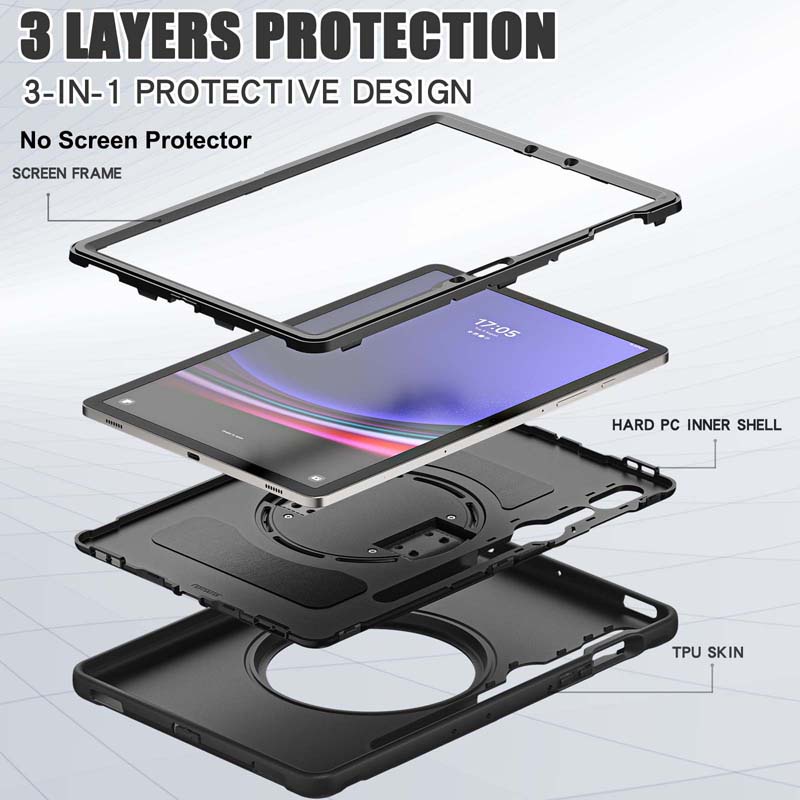 Đứng Ốp Máy Tính Bảng Có Dây Đeo Tay Cho Samsung Galaxy Tab S9 FE 5G SM-X515 X510 X710 X716 X718 S8 X700 X706 S7 T870 T876 T875  case S9FE coverGiá Đỡ