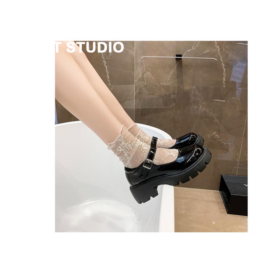 STREET STUDIO  giày búp bê đế cao lolita giày Mary Jane Đế da mềm đế thời trang FLF23A1226 44Z231030