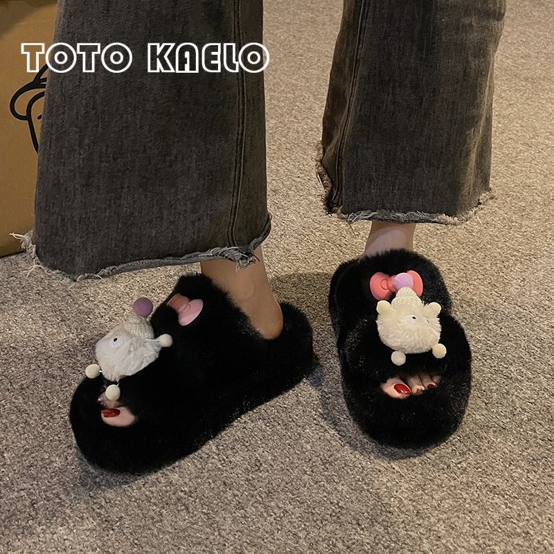 TOTOK  dép lông dép bông Đế Dày dép quai hậu đế cao 2023 hot trend Siêu nhẹ Lịch lãm Độn đế Đáng yêu FDL23A128E 44Z231030