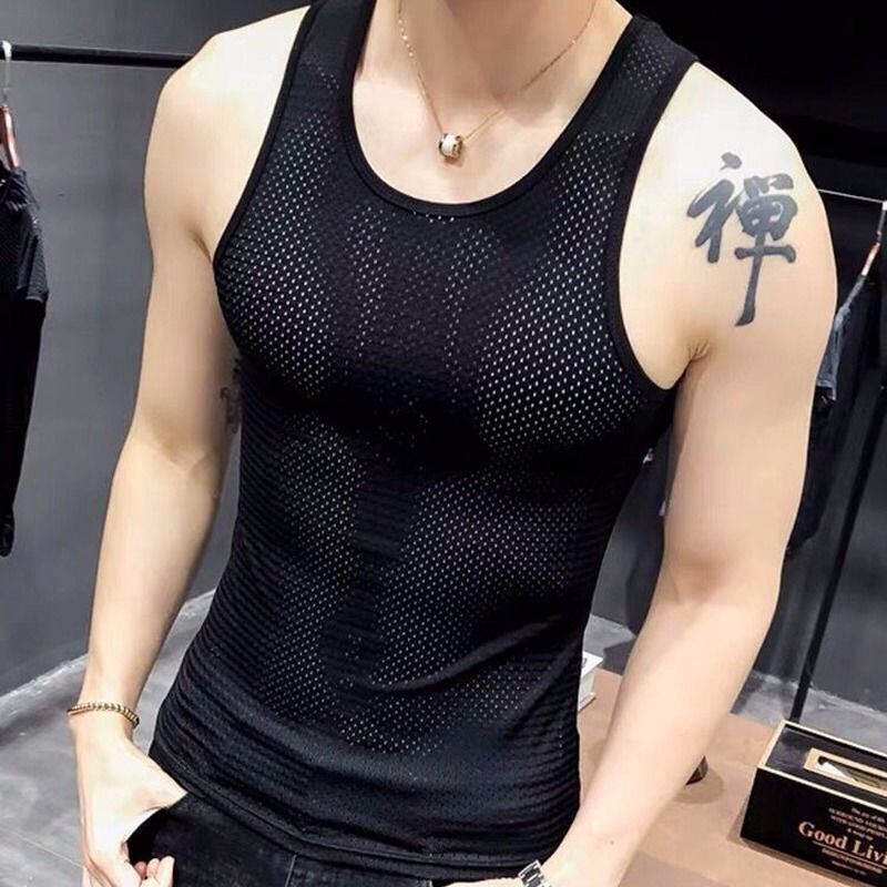 Áo Ba Lỗ Thể Thao Thoáng Khí Ôm Dáng Phong Cách Hàn Quốc Cho Nam