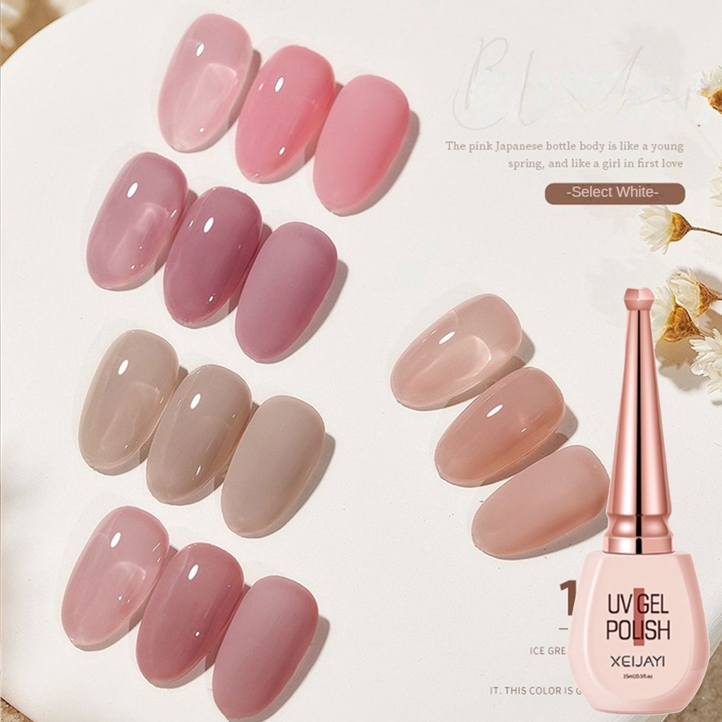 XEIJAYI Gel Sơn Móng Tay Thạch Trong Suốt Sơn Móng Tay Màu Hồng Màu Da UV Ngâm Tắt Gel Dầu Bóng Ngọc Móng Tay Nghệ Thuật 1 Cái * KÍNH