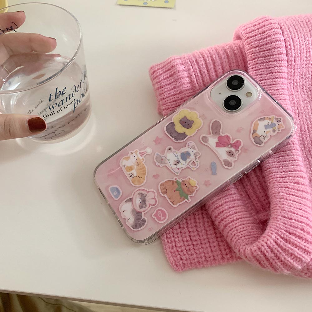 Vỏ Bao Da Điện Thoại Cứng Hình Mèo Cho iphone 12 12pro 12promax 13 13pro 13promax 14 14pro 14promax 15 15pro 15promax Ốp