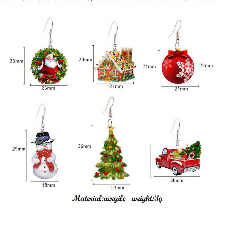 Bông Tai Hình Ông Già Noel / Xe Tải / Cây Thông / Người Tuyết Vui Nhộn