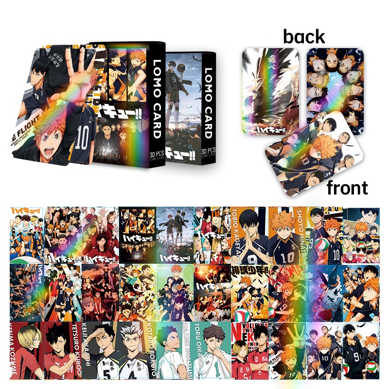 Haikyuu!! Laser Flash Lomo Card Shoyo Hinata Tobio Kageyama Color Printing Photocard