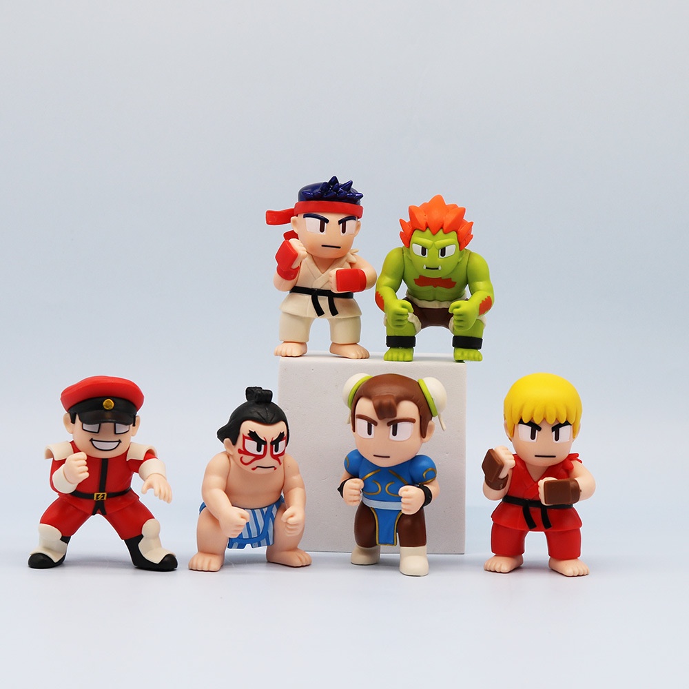 Bộ 6 Mô Hình Búp Bê Chiến Đấu sf street fighter Phiên Bản q ryu ken chun li honda Blanca vega