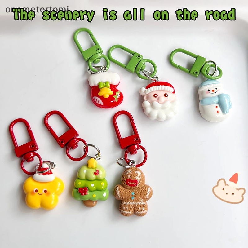 Onemetertomj Móc Chìa Khóa Hình Búp Bê Gừng / Ông Già Noel / Cây Thông / Vớ Trang Trí Túi Xách