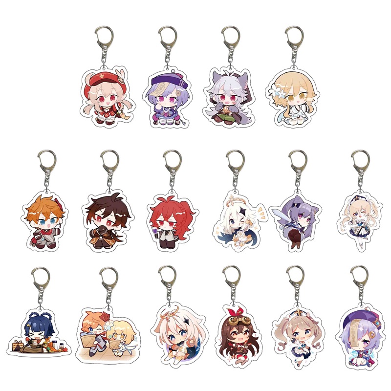 Chaoyangdn Móc Chìa Khóa Bằng acrylic In Họa Tiết Hoạt Hình anime genshin impact kunikuzushi Marax Keeya xiao hu tao tartaglia