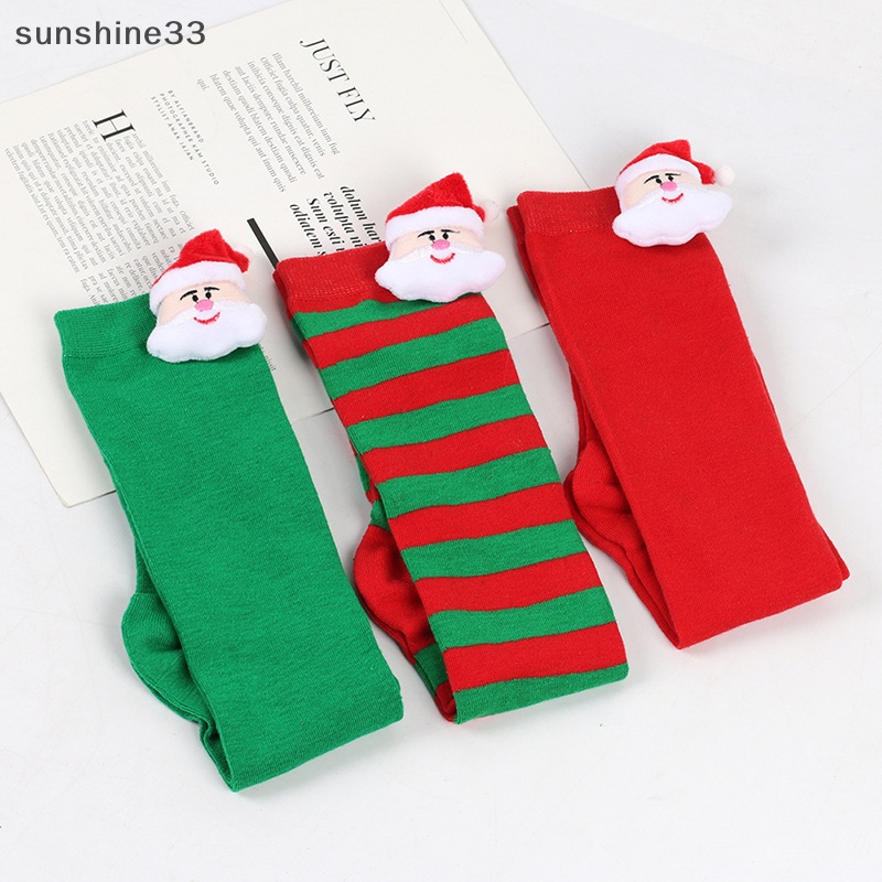 Vớ Dài Qua Gối In Họa Tiết Giáng Sinh / Ông Già Noel Dễ Thương Thời Trang Thu Đông Cho Bé