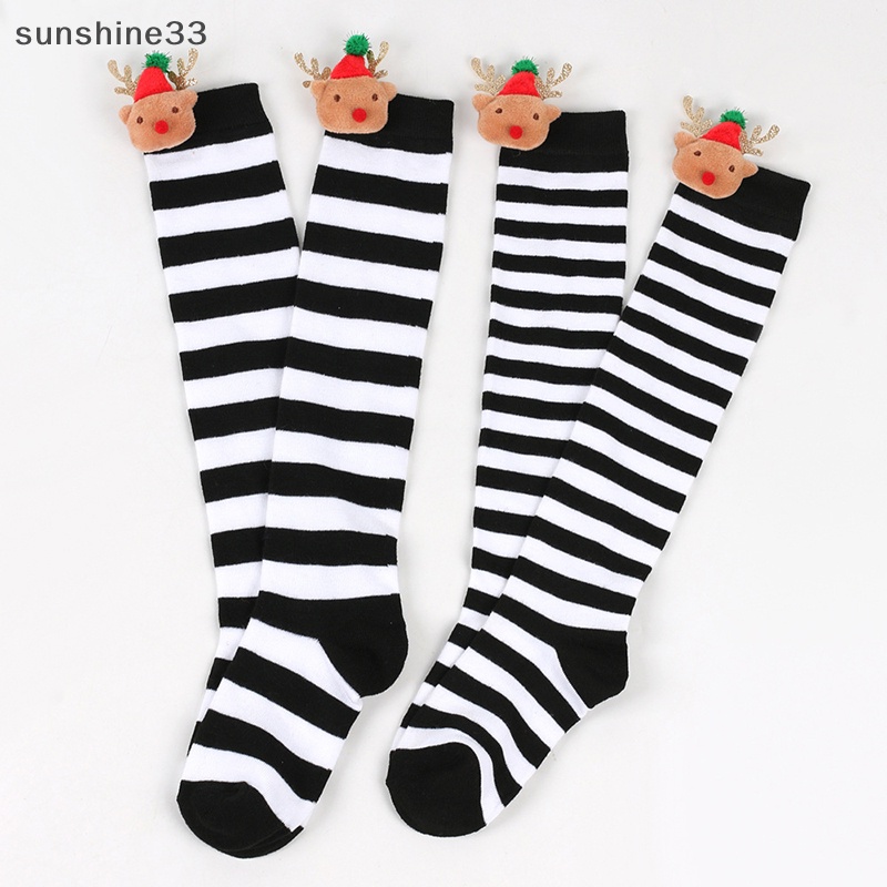 Vớ Dài Qua Gối In Họa Tiết Giáng Sinh / Ông Già Noel Dễ Thương Thời Trang Thu Đông Cho Bé