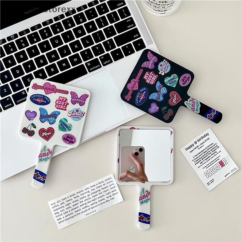 Gương Trang Điểm Cầm Tay Hình Vuông Nhỏ Gọn Tích Hợp Gương Trang Điểm Có Tay Cầm vvn