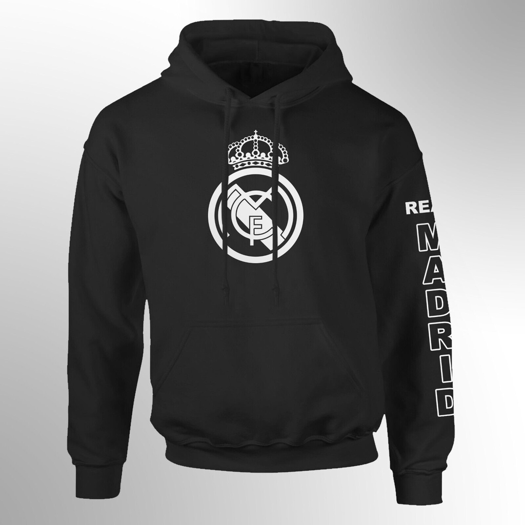 Real Madrid Champions League La Liga Campeones De Europa Áo Hoodie đen