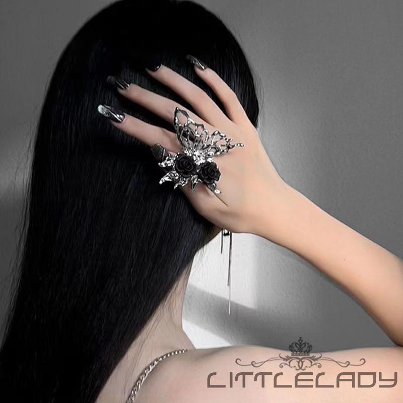 Ltl-nhẫn Hoa Hồng Lớn Hình Bướm Dễ Thương Có Thể Điều Chỉnh Kỷ Niệm Trang Sức Kỷ Niệm Lý Tưởng Thời Trang Nữ