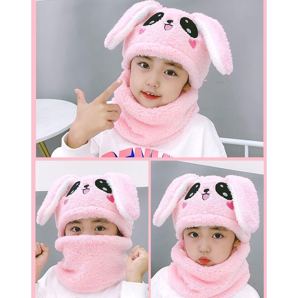 Kent1 Mũ Lông Cừu San Hô Phối Nhung Ấm Áp Kiểu Hoạt Hình Xinh Xắn Cho Bé Trai Gái