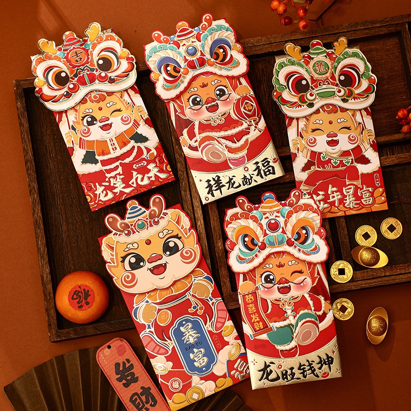 Set 6 Bao Lì Xì Năm Mới 2024 Họa Tiết Hoạt Hình Xinh Xắn