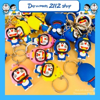 Móc khóa doraemon đội mũ bảo hiểm bằng nhựa siêu dễ thương