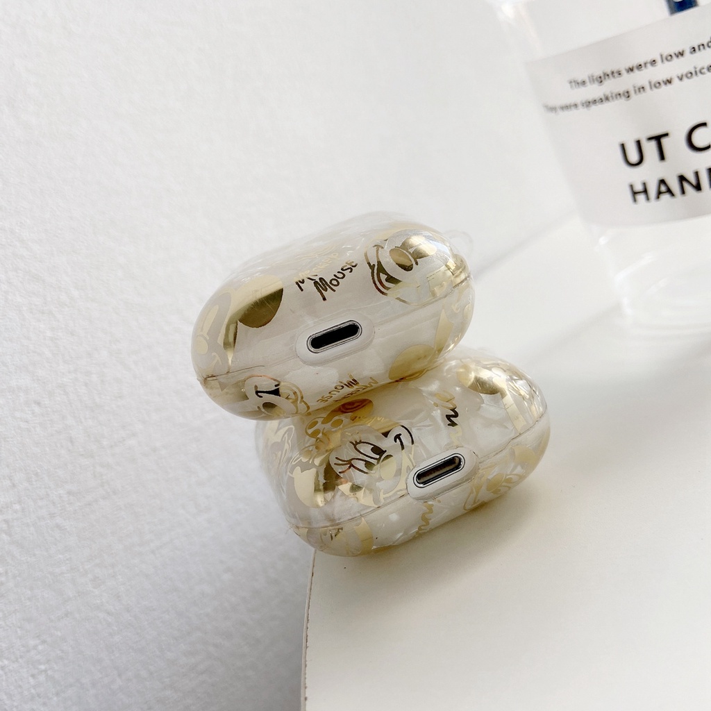 DISNEY Dễ Thương Vỏ Bảo Vệ Hộp Sạc Tai nghe không dây airpods pro gen 2 1 2 3 pro Hình Chuột mickey minnie Lấp Lánh