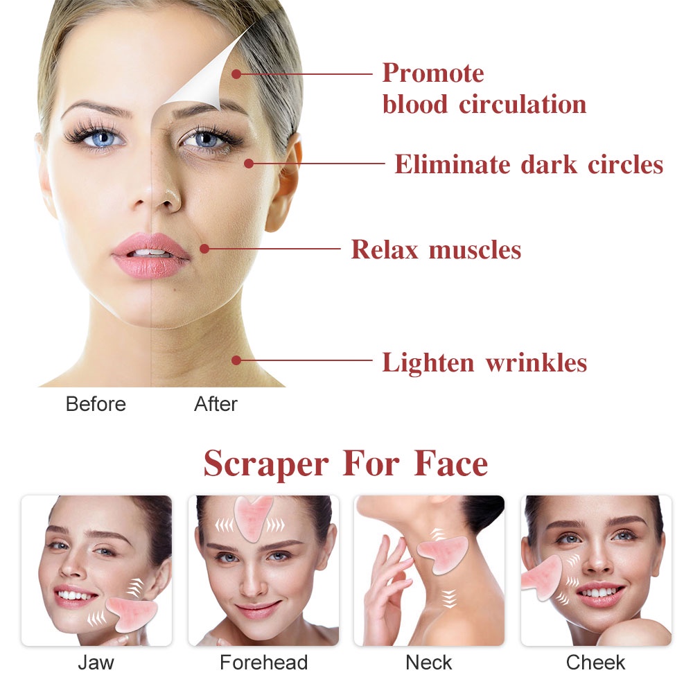 Guasha Cây Lăn Mát Xa Mặt / Mắt Bằng Đá Tự Nhiên