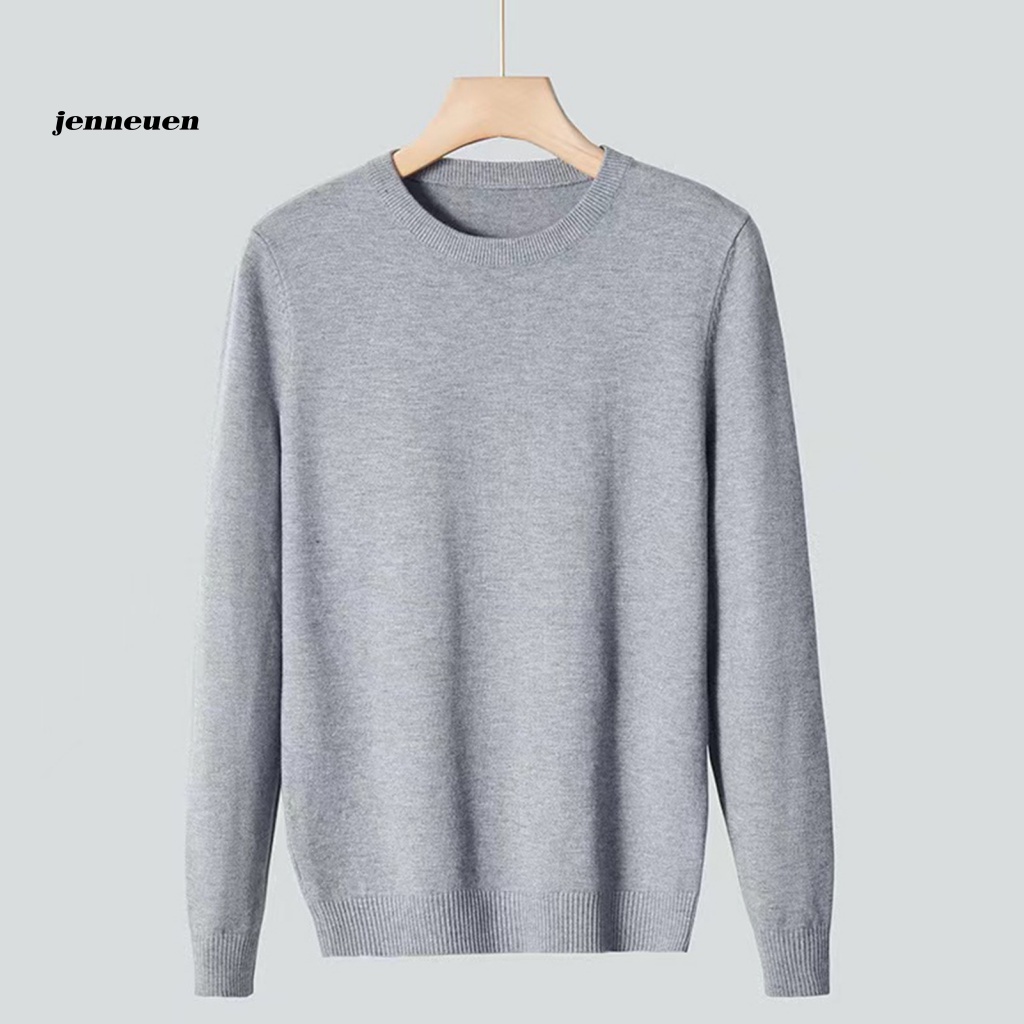 Áo sweater Dệt Kim Tay Dài Cổ Tròn Màu Trơn Thời Trang Mùa Đông Cho Nam