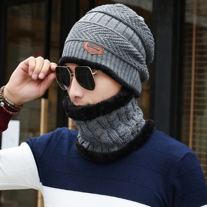 Set Mũ len kèm khăn nam nữ
