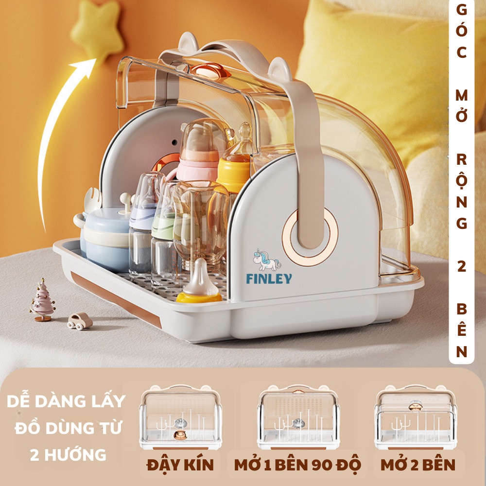 Úp bình sữa, khay úp bình đa năng có khay thoát nước và quai xách hình gấu vô cùng tiện lợi, OBAMA BABY