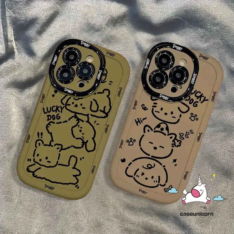 Hoạt Hình Ốp Điện Thoại Hình Chó Mèo May Mắn graffiti Cho iphone 11 13 14 15 12 pro max 15plus xr 14plus x xs max