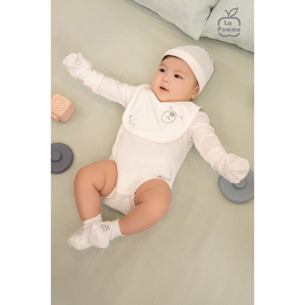 (MamanBébé chính hãng) Body chip dài tay La Pomme Gấu tai rời