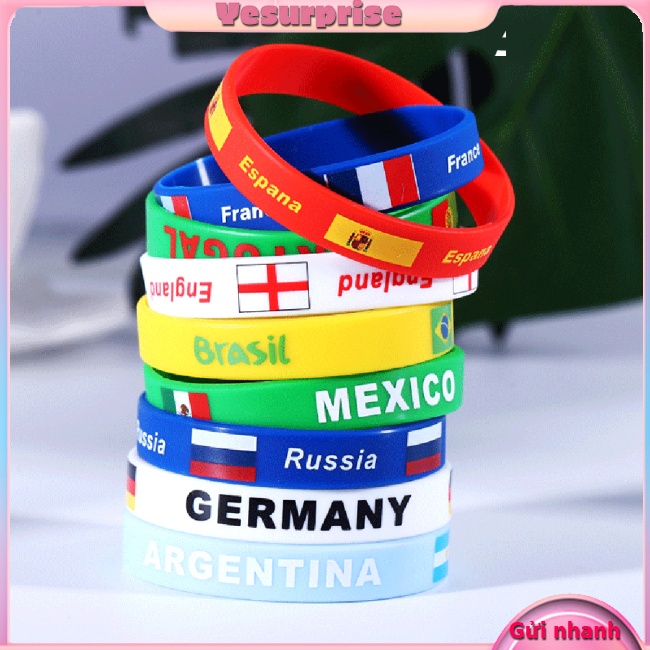 Yesurprise Vòng Tay silicone Dẻo Họa Tiết Cờ Các Nước Tham Gia world cup 2022