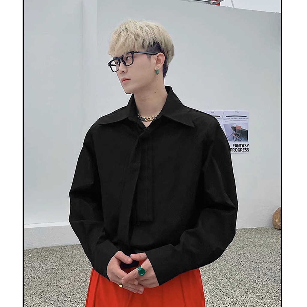 Sơ mi nam tay dài mix cà vạt dây Feliz - Đỏ Đô/Xanh coban/Trắng