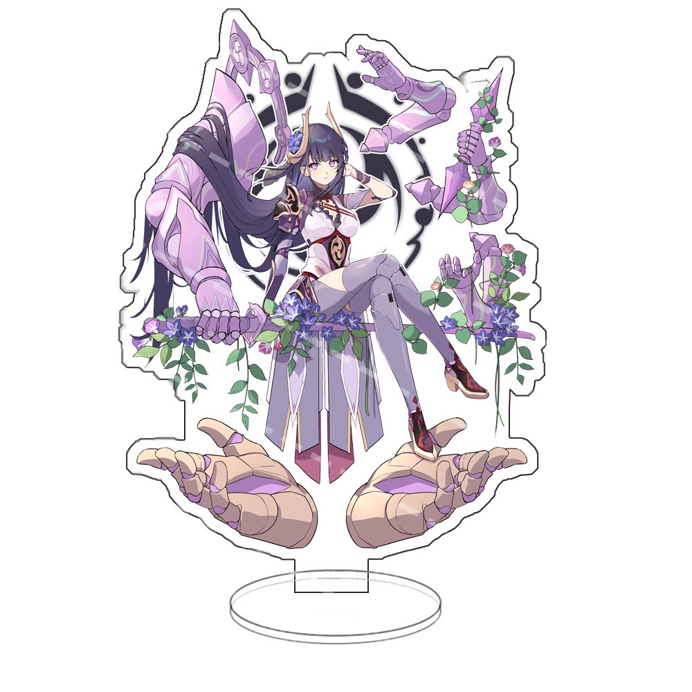 Trò chơi tác động Genshin mới Chân đế hoạt hình hai chiều Trang trí máy tính để bàn Sấm sét Tướng, Giá đỡ Ganyu, Vật tra