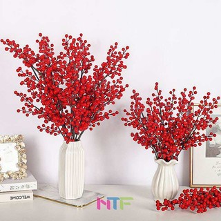 Cành đào đông loại 3-6-12 nhánh/cành, hoa trang trí phòng, decor đào đông đỏ đón Tết tiện ích ngọc thịnh