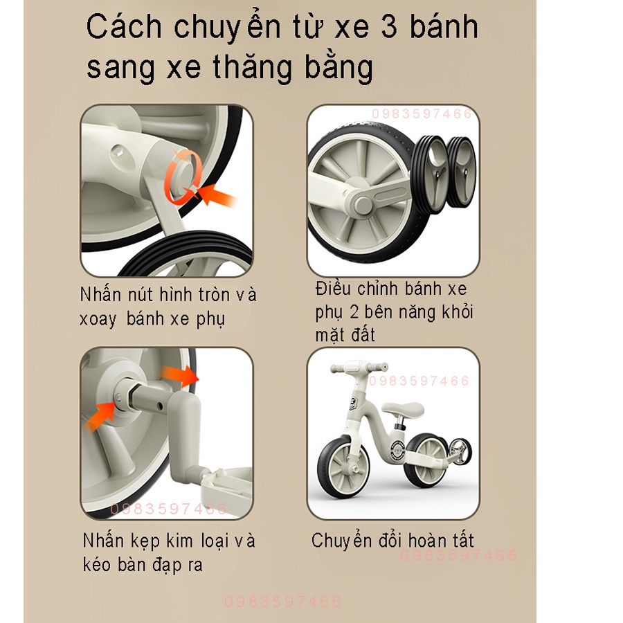 Xe chòi chân, xe thăng bằng đa năng 3in1-Xe đạp 3 bánh - có đèn nhạc cao cấp tải trọng 100kg, Obama Baby