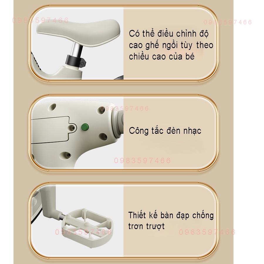 Xe chòi chân, xe thăng bằng đa năng 3in1-Xe đạp 3 bánh - có đèn nhạc cao cấp tải trọng 100kg, Obama Baby