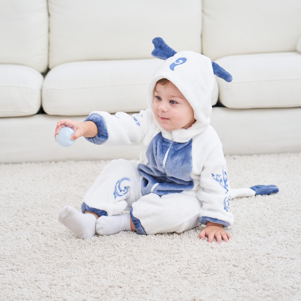 Bộ Áo Liền Quần In Hình Khủng Long Hoạt Hình Dễ Thương Thời Trang Mùa Đông Cho Bé