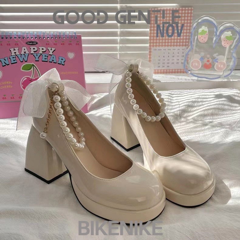 BIKENIKE Giày búp bê giày nữ 2023 NEW Mùa hè Vintage England phong cách thiết lập Mary Jane đơn giày23073140