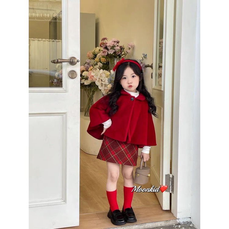 Set áo choàng kèm áo váy  bé gái