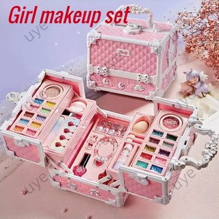 Bộ đồ trang điểm cho bé gái gồm son môi phấn mắt sơn móng tay son môi mỹ phẩm trang điểm màu hồng giặt được an toàn làm quà tặng giáng sinh cho bé gái