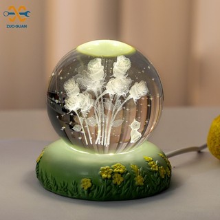 Zuoguan Đèn Ngủ Bằng Nhựa resin Pha Lê Chạm Khắc 3d Độc Đáo