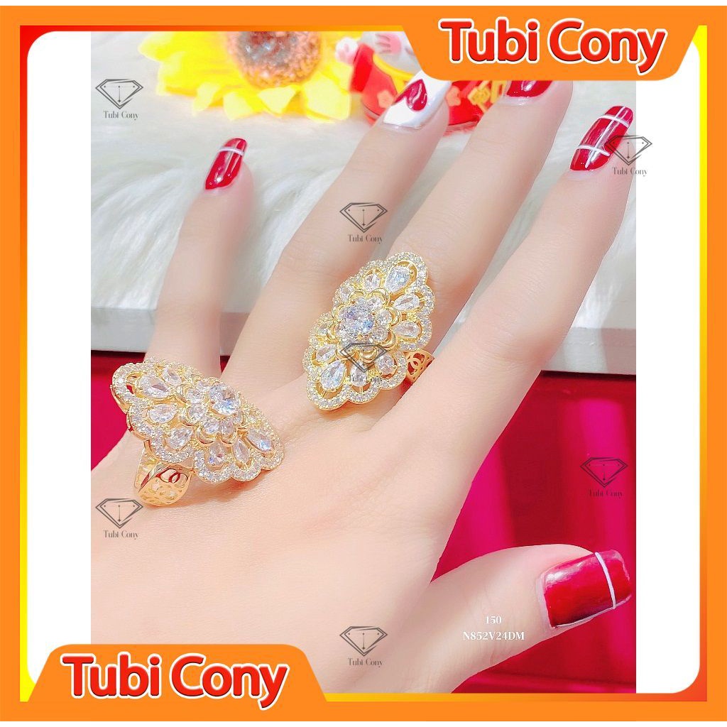 Nhẫn nữ đính xoàn N852 mạ vàng cao cấp màu trắng