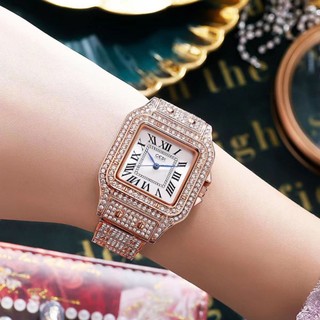 Đồng hồ mặt vuông đính đá thời trang cho nam