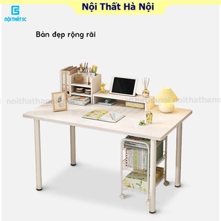 Bàn làm việc chân sắt tròn phong cách Bắc Âu, Bàn học thiết kế đơn giản mặt bàn kích thước lớn mẫu mới cải tiến nhất