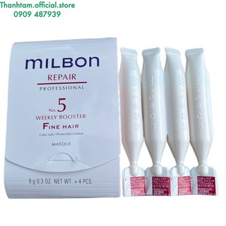 Kem dưỡng phục hồi chuyên sâu Repair Milbon No.5 Weekly Booster Masque 4x9g NEW